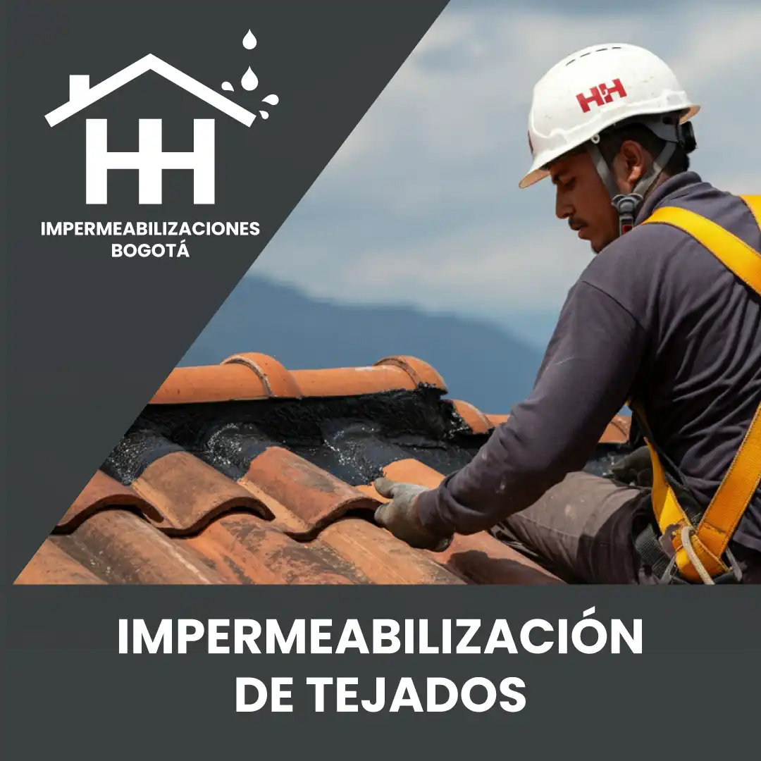 Persona impermeabilizando el tejado de una casa en Teusaquillo